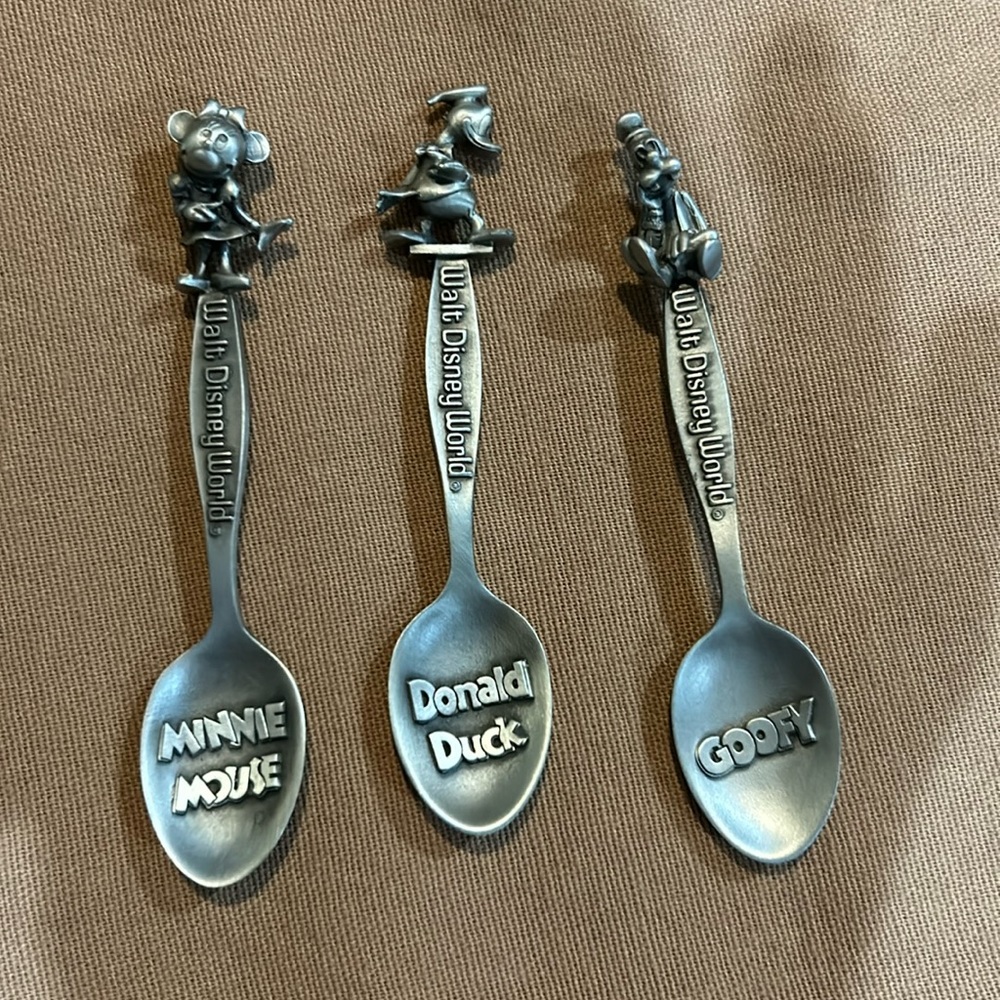 Vintage Disney Spoon Pewter_Minnie Mouse, Donald Duck, and Goofy